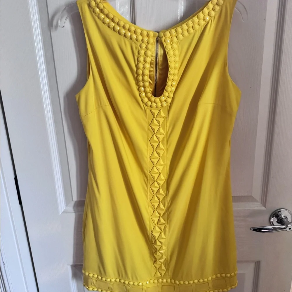 Guess by Marciano Yellow Sheath Mini Dress Sleeveless Crew Neck - Picture 3 of 6
